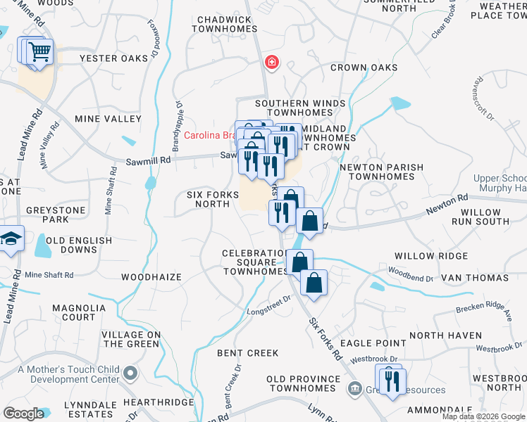 map of restaurants, bars, coffee shops, grocery stores, and more near 804 Havenwood Court in Raleigh