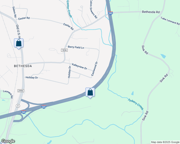 map of restaurants, bars, coffee shops, grocery stores, and more near 363 Valleyview Drive in Lexington