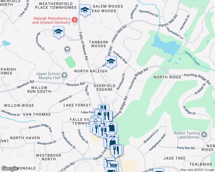 map of restaurants, bars, coffee shops, grocery stores, and more near 934 Albany Court in Raleigh