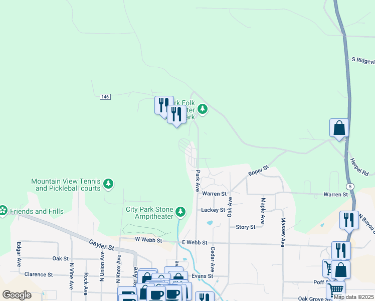 map of restaurants, bars, coffee shops, grocery stores, and more near 1022 Park Avenue in Mountain View