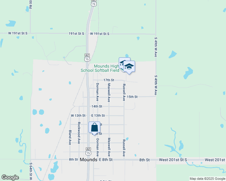 map of restaurants, bars, coffee shops, grocery stores, and more near 219 16th Street in Mounds