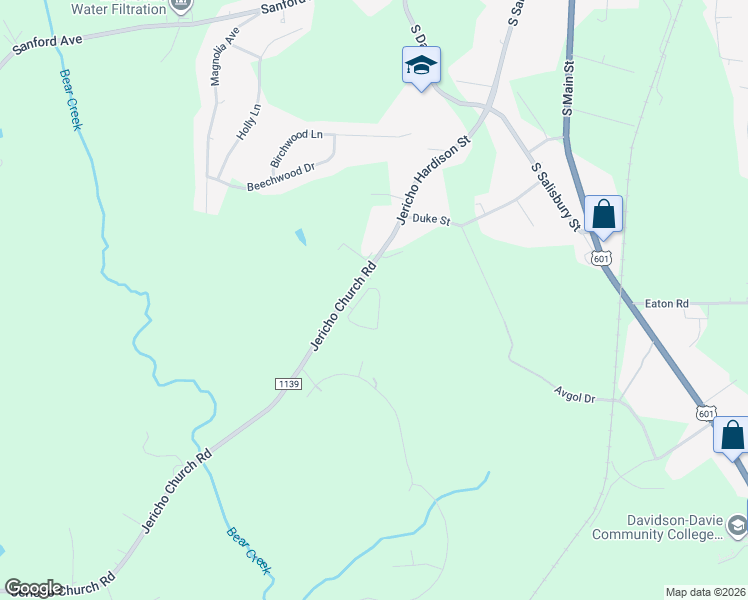 map of restaurants, bars, coffee shops, grocery stores, and more near 204 New Hampshire Court in Mocksville