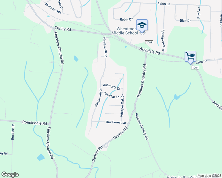map of restaurants, bars, coffee shops, grocery stores, and more near 111 Ashworth Drive in Trinity