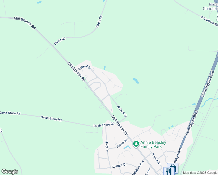 map of restaurants, bars, coffee shops, grocery stores, and more near 8960 School Street in Rocky Mount