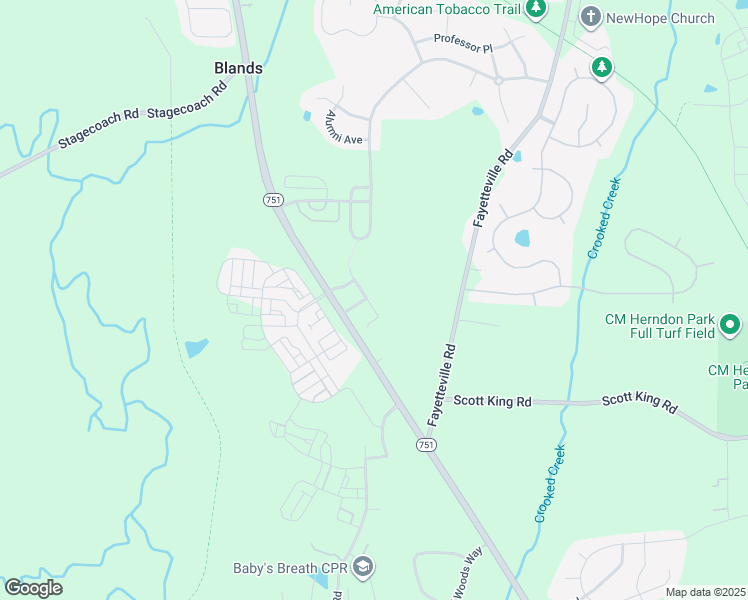 map of restaurants, bars, coffee shops, grocery stores, and more near 303 Intern Way in Durham