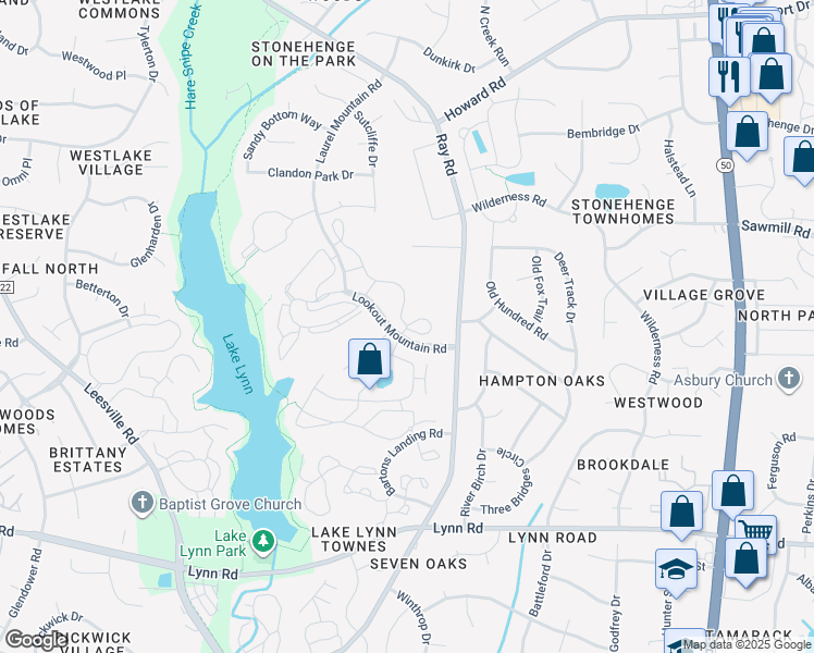 map of restaurants, bars, coffee shops, grocery stores, and more near 3150 Exacta Lane in Raleigh