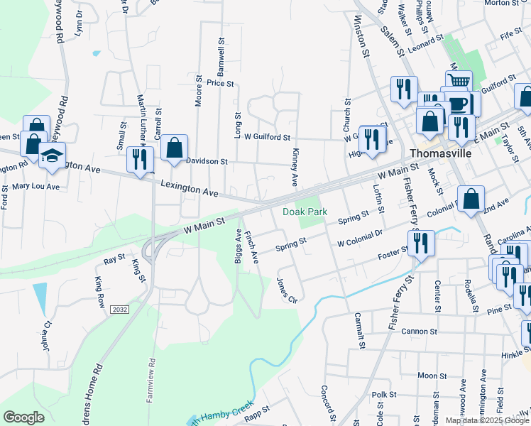map of restaurants, bars, coffee shops, grocery stores, and more near in Thomasville