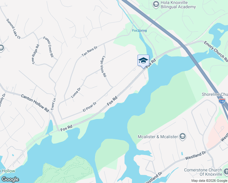 map of restaurants, bars, coffee shops, grocery stores, and more near 10100 El Pinar Drive in Knoxville
