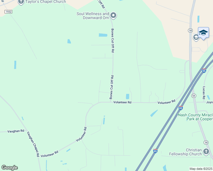 map of restaurants, bars, coffee shops, grocery stores, and more near 6398 Bones Cut Off Road in Elm City