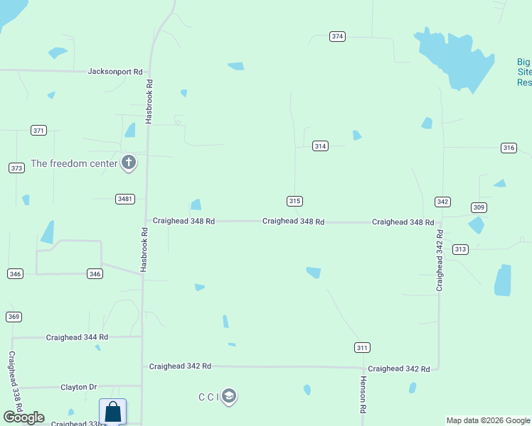 map of restaurants, bars, coffee shops, grocery stores, and more near 107 County Road 348 in Bono