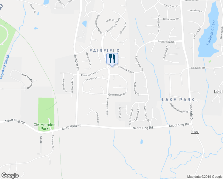 map of restaurants, bars, coffee shops, grocery stores, and more near 103 Barrett Place in Durham