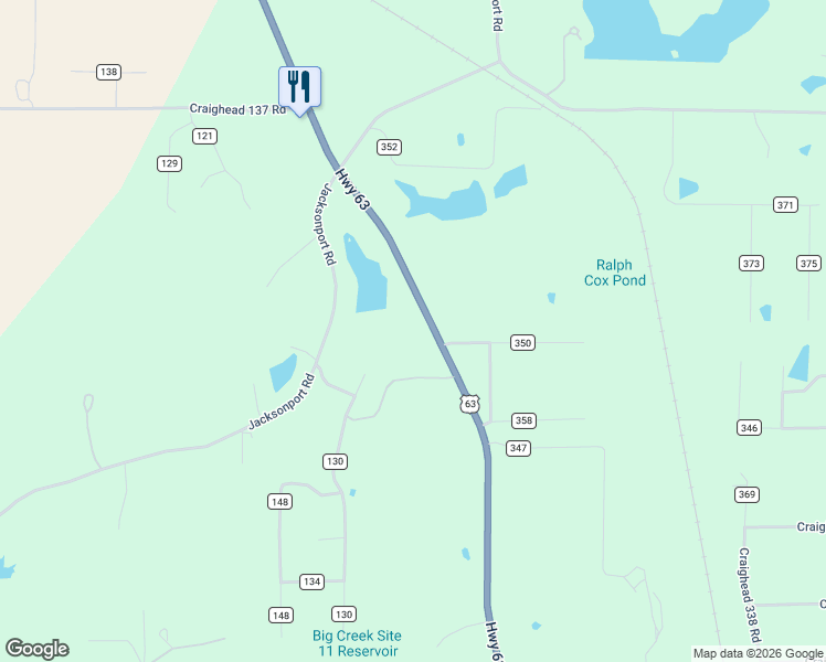 map of restaurants, bars, coffee shops, grocery stores, and more near 8847 US Highway 63 in Bono
