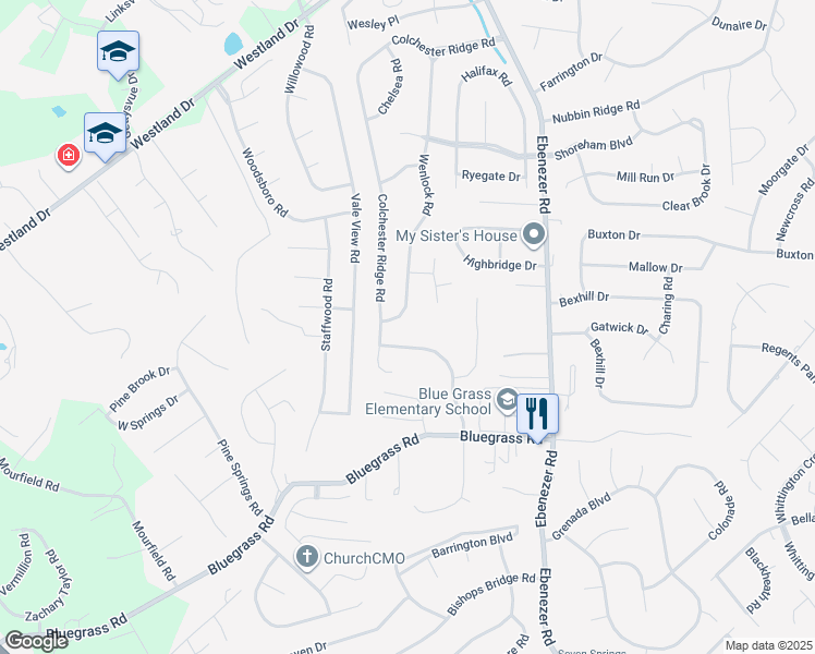 map of restaurants, bars, coffee shops, grocery stores, and more near 1418 Wenlock Rd in Knoxville