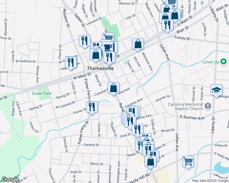 map of restaurants, bars, coffee shops, grocery stores, and more near in Thomasville