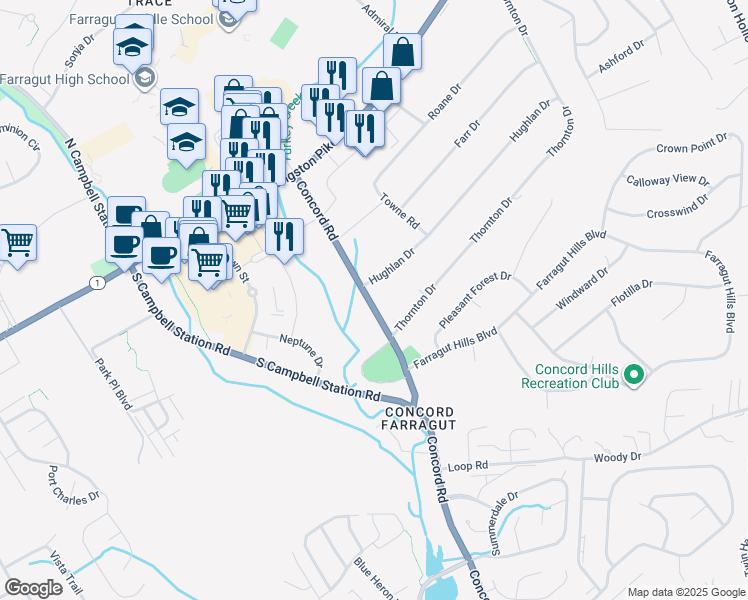 map of restaurants, bars, coffee shops, grocery stores, and more near in Knoxville