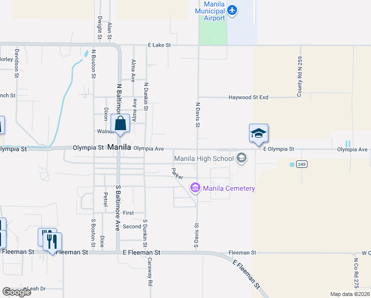 map of restaurants, bars, coffee shops, grocery stores, and more near 315 Olympia Avenue in Manila