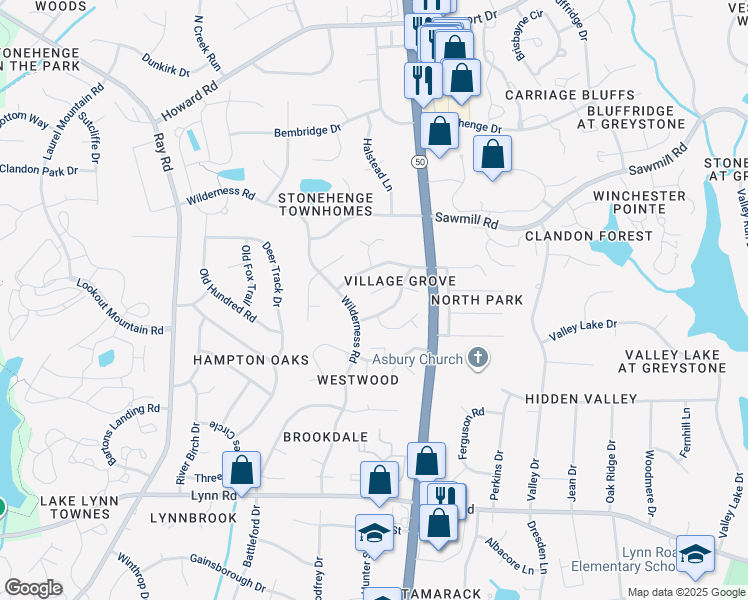 map of restaurants, bars, coffee shops, grocery stores, and more near 2517 Boothbay Court in Raleigh