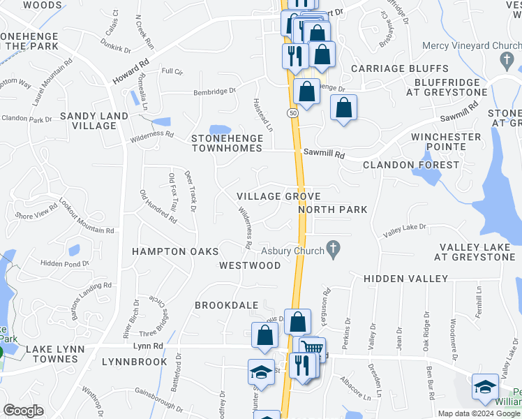 map of restaurants, bars, coffee shops, grocery stores, and more near 2517 Boothbay Court in Raleigh