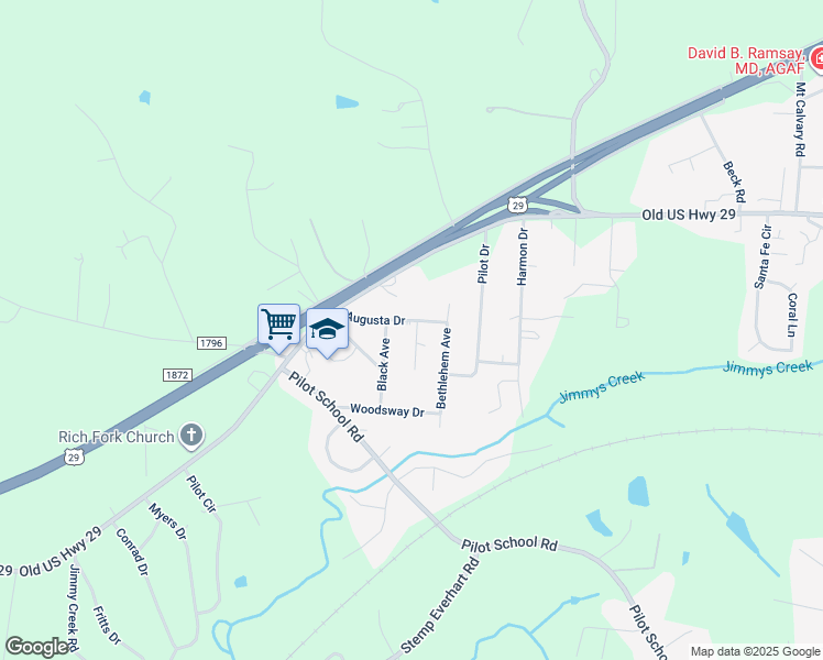 map of restaurants, bars, coffee shops, grocery stores, and more near 1807 Augusta Drive in Thomasville