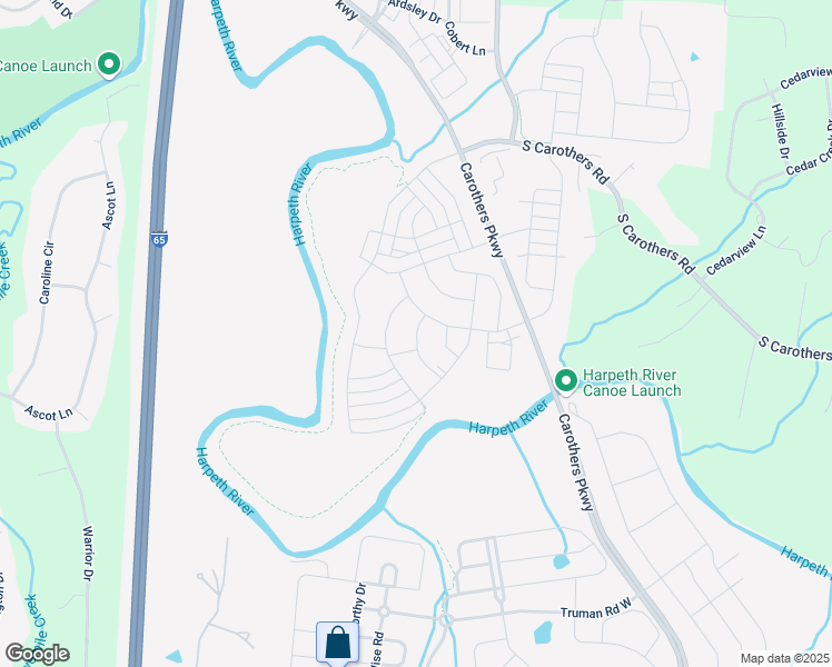 map of restaurants, bars, coffee shops, grocery stores, and more near 3007 Singing Creek Drive in Franklin