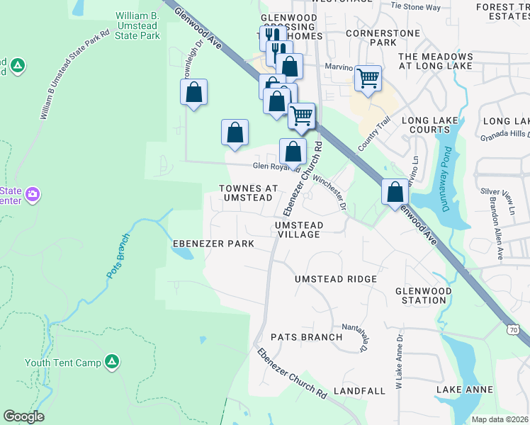 map of restaurants, bars, coffee shops, grocery stores, and more near 8004 Goldenrain Way in Raleigh
