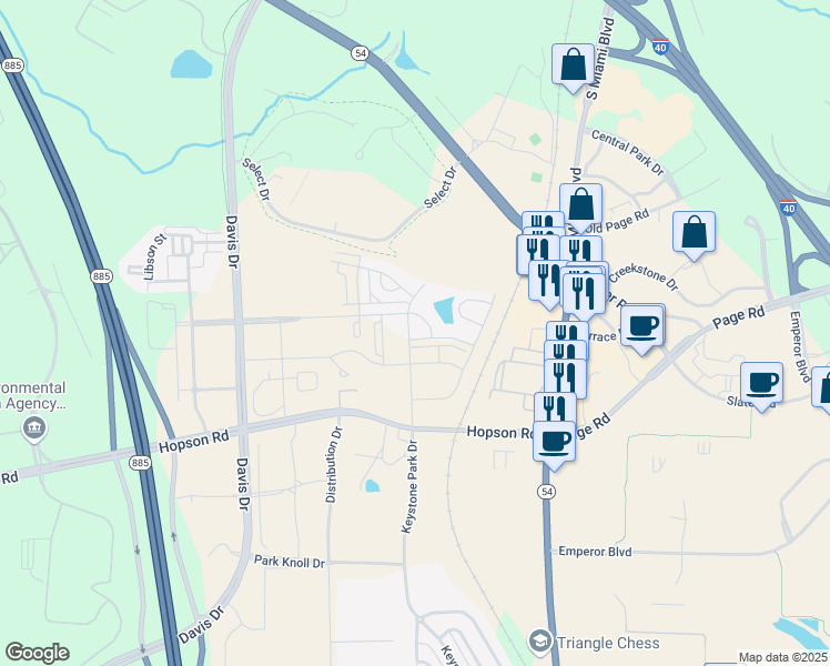 map of restaurants, bars, coffee shops, grocery stores, and more near 105 Lafferty Street in Durham