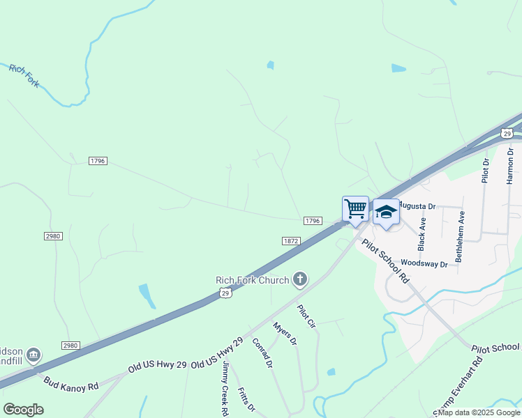 map of restaurants, bars, coffee shops, grocery stores, and more near 338 Shuler Road in Thomasville