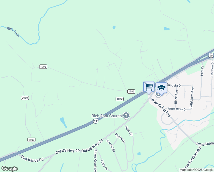 map of restaurants, bars, coffee shops, grocery stores, and more near 338 Shuler Road in Thomasville