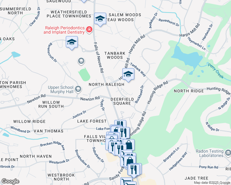 map of restaurants, bars, coffee shops, grocery stores, and more near 6840 State Road 2000 in Raleigh