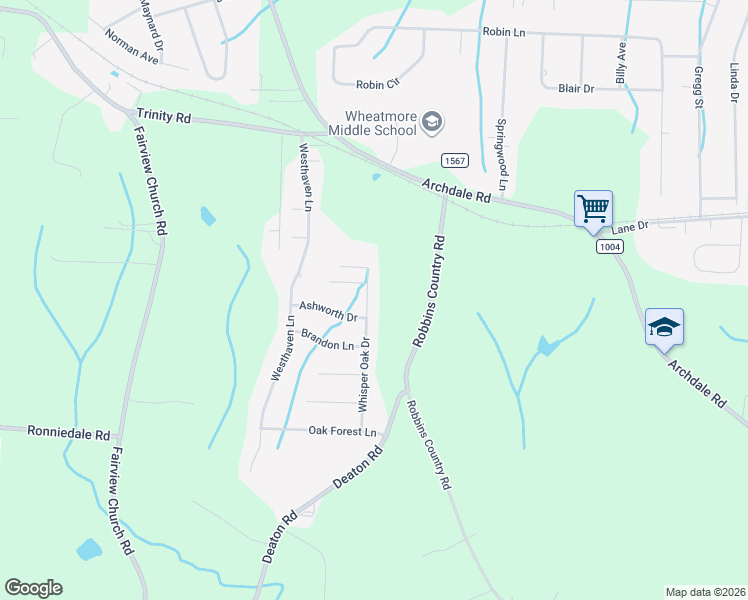 map of restaurants, bars, coffee shops, grocery stores, and more near 4803 Whisper Oak Drive in Trinity