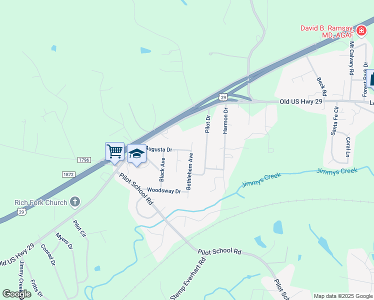 map of restaurants, bars, coffee shops, grocery stores, and more near 1803 Augusta Drive in Thomasville