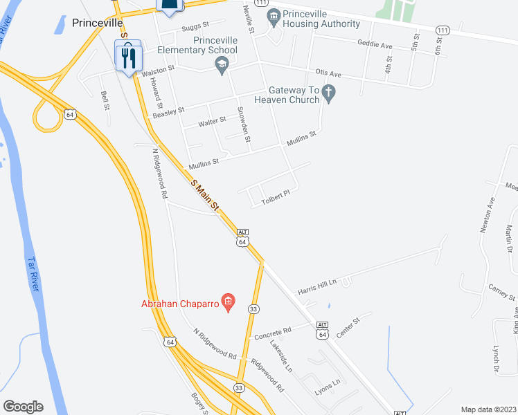 map of restaurants, bars, coffee shops, grocery stores, and more near 392 Tolbert Place in Princeville