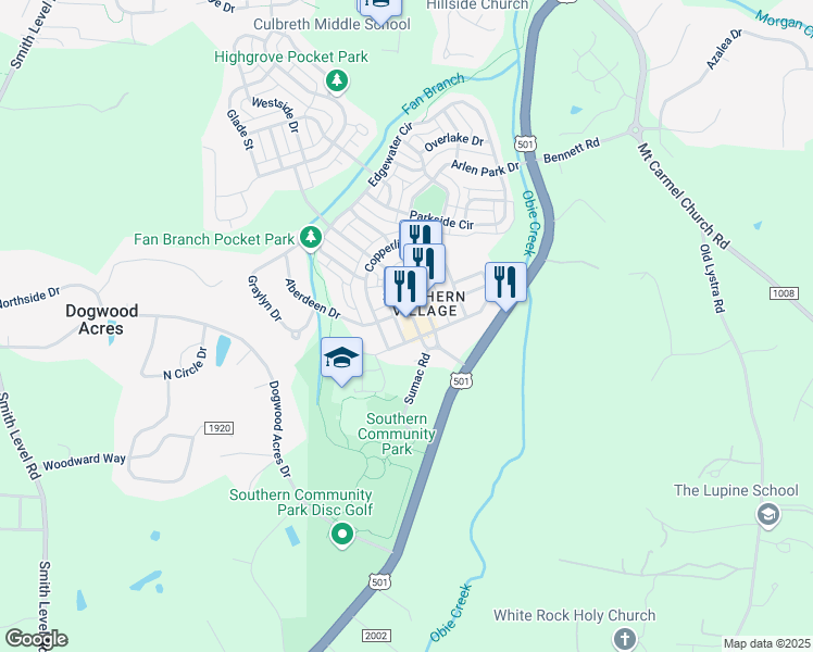 map of restaurants, bars, coffee shops, grocery stores, and more near 700 Market Street in Chapel Hill