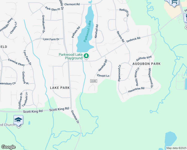 map of restaurants, bars, coffee shops, grocery stores, and more near 5902 Newhall Road in Durham