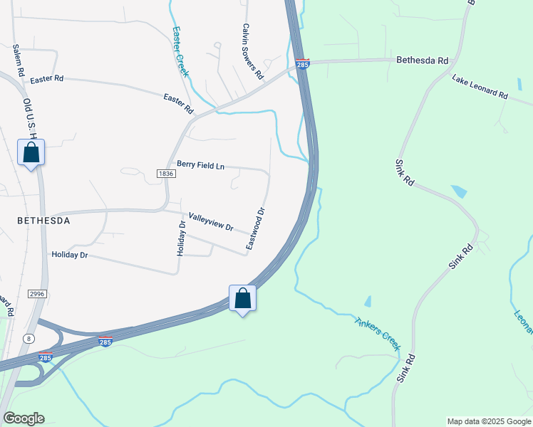 map of restaurants, bars, coffee shops, grocery stores, and more near 511 Eastwood Drive in Lexington