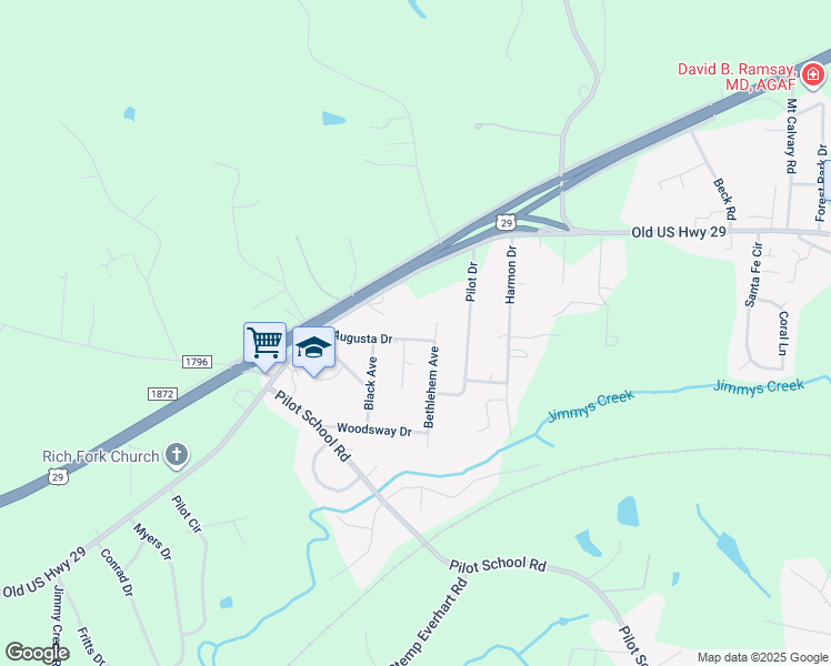 map of restaurants, bars, coffee shops, grocery stores, and more near 1802 Augusta Drive in Thomasville
