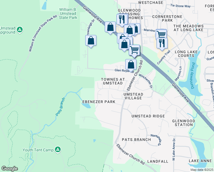 map of restaurants, bars, coffee shops, grocery stores, and more near 8811 Orchard Grove Way in Raleigh