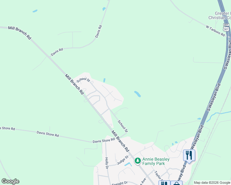 map of restaurants, bars, coffee shops, grocery stores, and more near 9004 Taylor Woods Cir in Rocky Mt