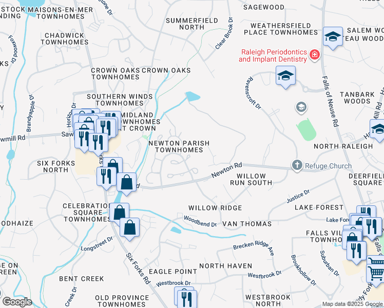 map of restaurants, bars, coffee shops, grocery stores, and more near 101 Galloway Court in Raleigh