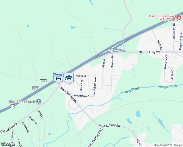map of restaurants, bars, coffee shops, grocery stores, and more near 1802 Augusta Drive in Thomasville
