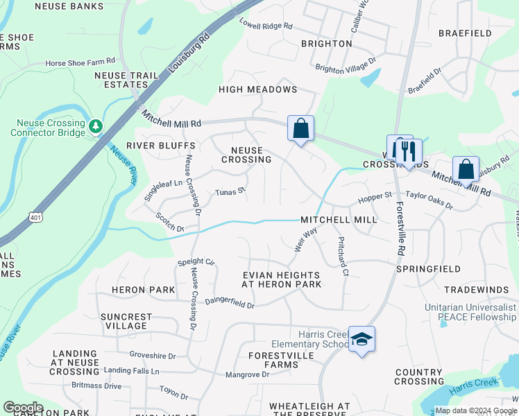 map of restaurants, bars, coffee shops, grocery stores, and more near 3652 Epperly Court in Raleigh