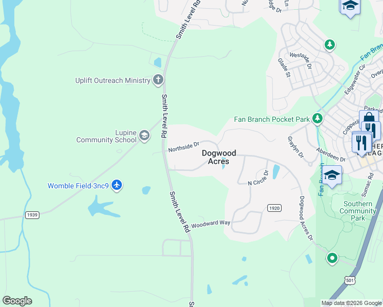 map of restaurants, bars, coffee shops, grocery stores, and more near 417 Northside Drive in Chapel Hill
