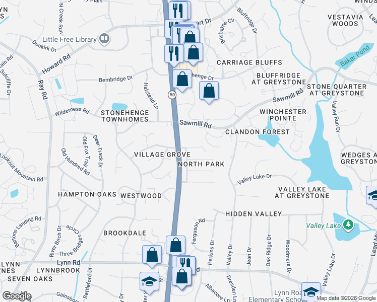 map of restaurants, bars, coffee shops, grocery stores, and more near 2420 Havershire Drive in Raleigh