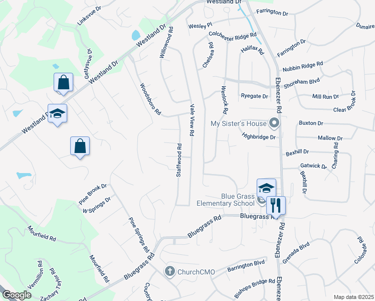 map of restaurants, bars, coffee shops, grocery stores, and more near 9149 Colchester Ridge Road in Knoxville