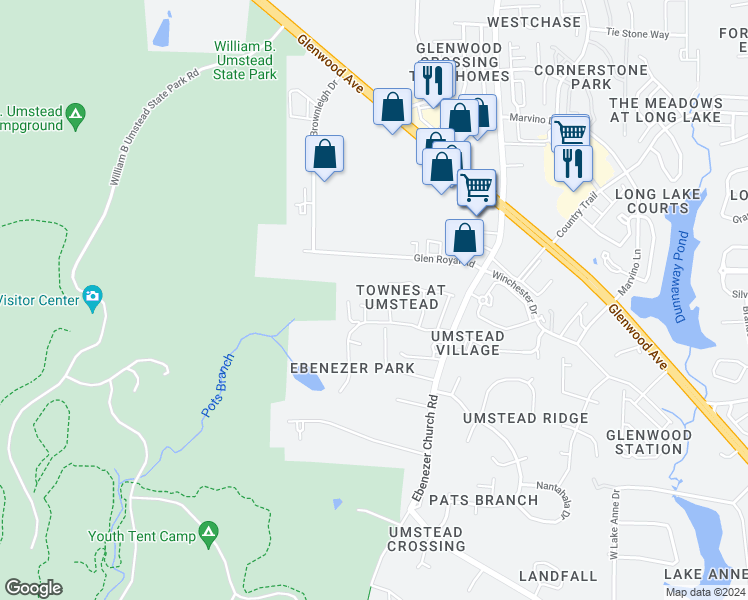 map of restaurants, bars, coffee shops, grocery stores, and more near 8820 Orchard Grove Way in Raleigh