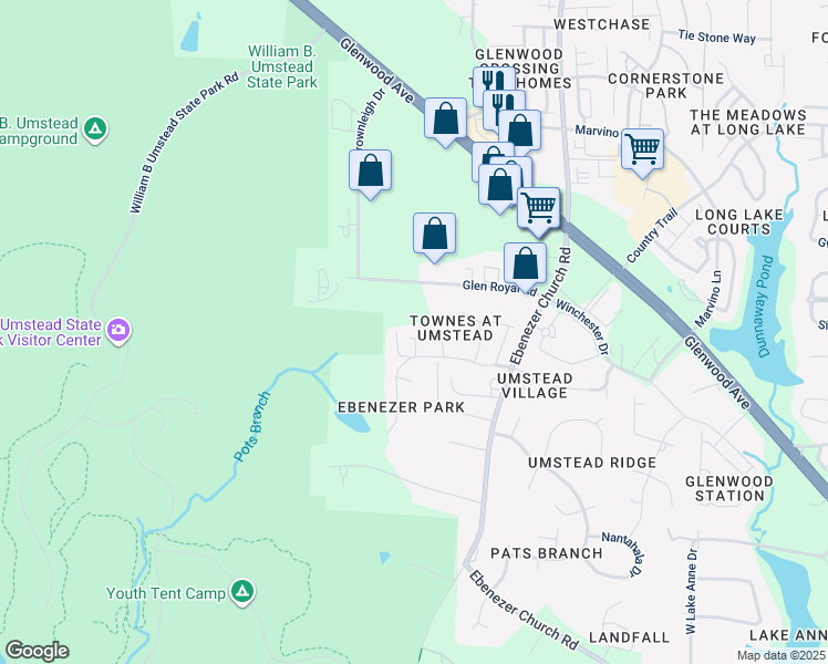 map of restaurants, bars, coffee shops, grocery stores, and more near 8834 Orchard Grove Way in Raleigh
