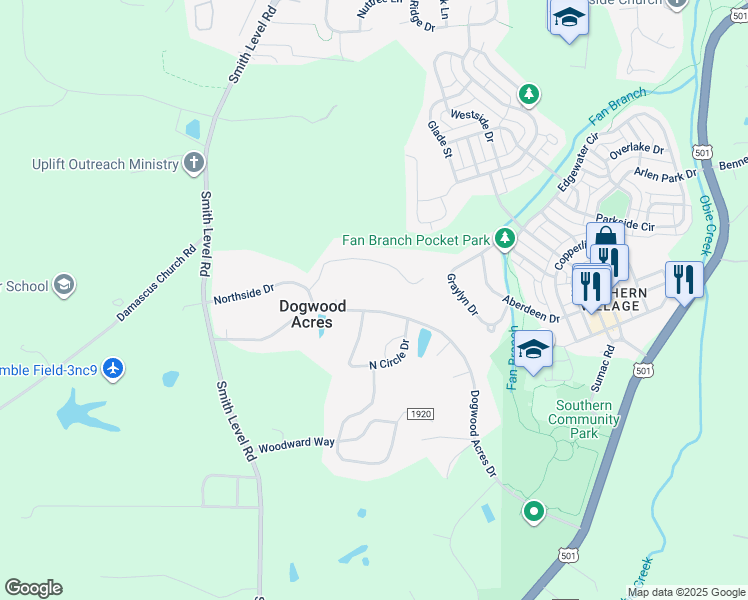 map of restaurants, bars, coffee shops, grocery stores, and more near 82 Dogwood Acres Drive in Chapel Hill
