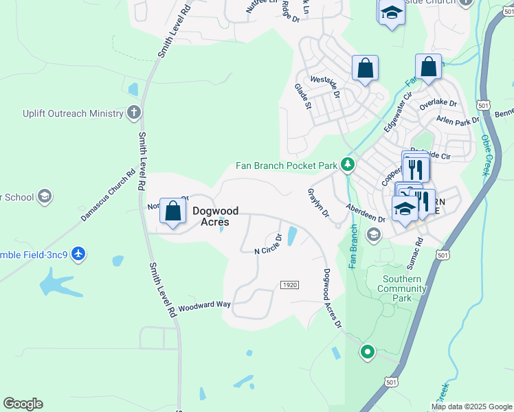 map of restaurants, bars, coffee shops, grocery stores, and more near 82 Dogwood Acres Drive in Chapel Hill