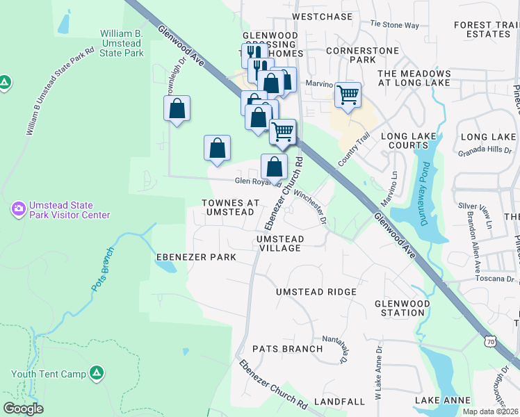 map of restaurants, bars, coffee shops, grocery stores, and more near 8730 Cypress Grove Run in Raleigh