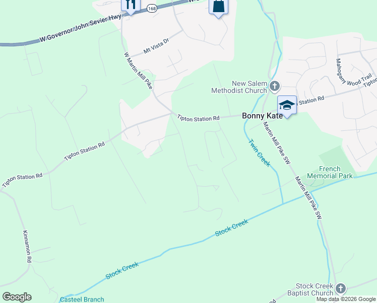 map of restaurants, bars, coffee shops, grocery stores, and more near 7622 Goddard Road in Knoxville